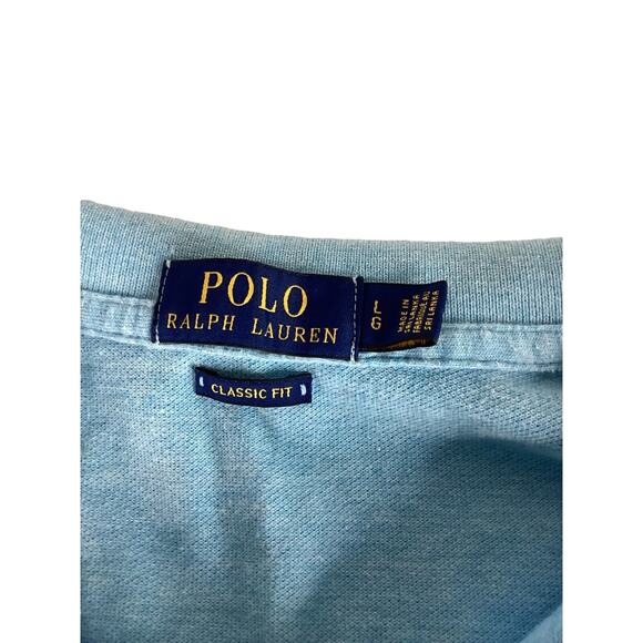Polo Ralph Lauren Mens L Classic Polo Shirt Short Sleeve Aqua Yellow Logo - Picture 6 of 7